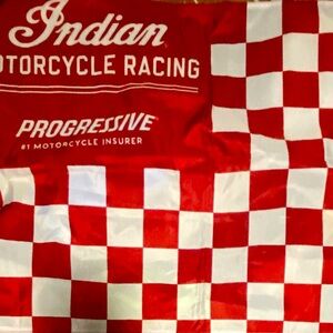 Indian Motorcycle Racing Red and White Tapestry.